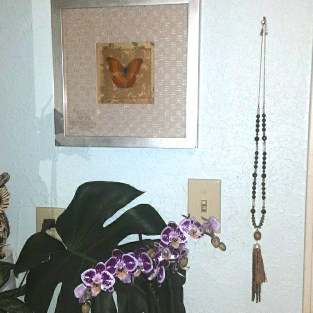 Bohemian statement necklace with leather
